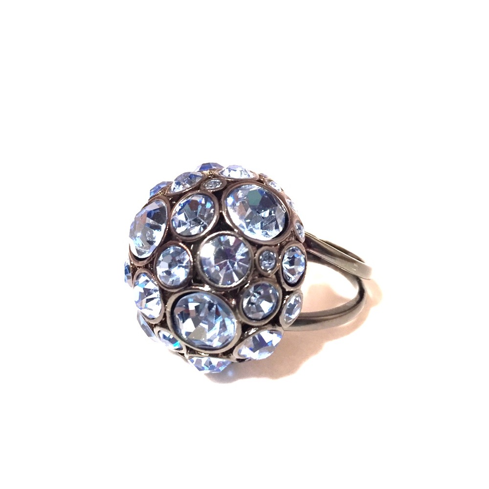 Fossil Sparkle Blue Rhinestone Bling Cocktail Ring Size 7